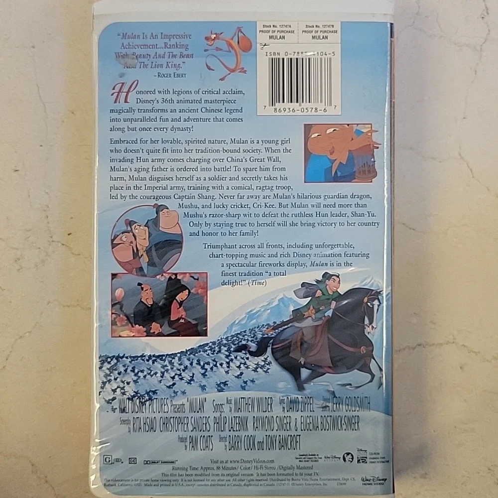 Disney's Masterpiece Mulan VHS Tape